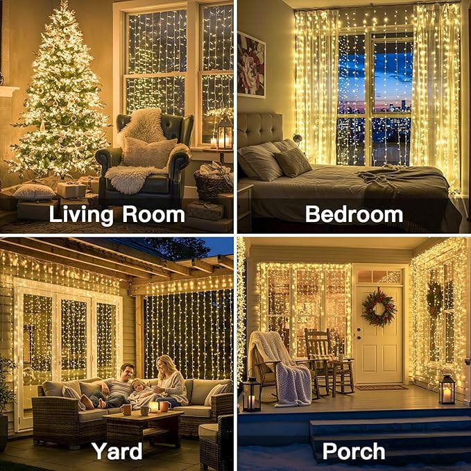 suddus Curtain Lights for Bedroom, 300 Led 9.8x9.8ft Hanging String Lights - Image 2