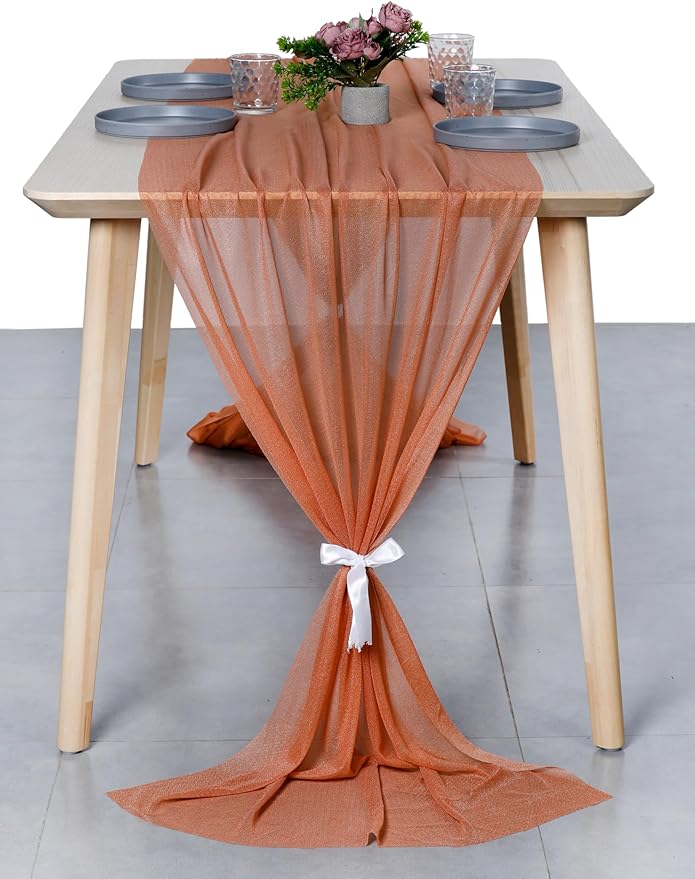 MDS 10 Pack 10ft Chiffon Table Runner 29 x 120 Inches Sheer Wedding Runner - Image 7