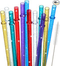 48 Pcs Plastic Straws with Team Bride Flags Reusable Glitter Drinking Straw by Boao