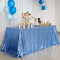 QueenDream Baby Blue Sequin Tablecloth 90x156 Inch Glitter Table Cloth by QueenDream