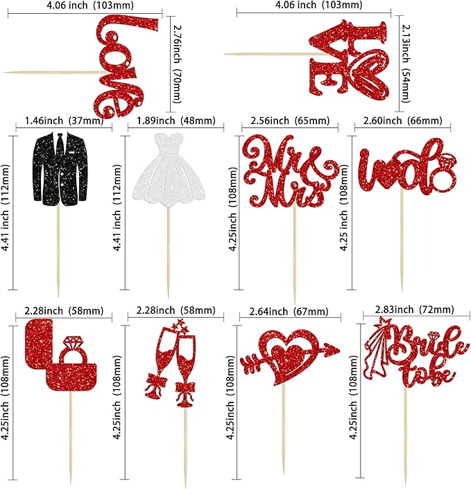 Ephlyn 30Pcs Bride to be Cupcake Toppers Glitter Wedding Cake Topper - Image 2