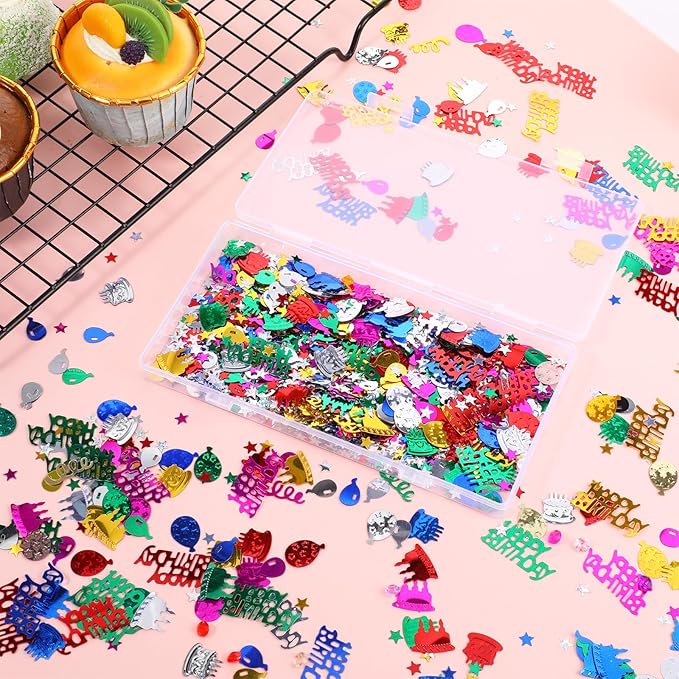 1500 Pcs Happy Birthday Glitter Confetti, Rainbow Foil Confetti Ready - Image 7