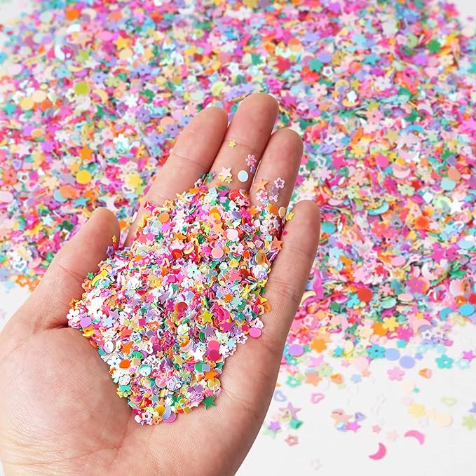 Multicolor Manicure Glitter Confetti 3.6oz/100g, Mixed Shapes Size 2-10mm - Image 4
