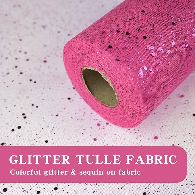 Glitter Tulle Rolls, 6” by 50 Yards Sparkling Tulle Spool Ribbon Sequin Tulle - Image 3
