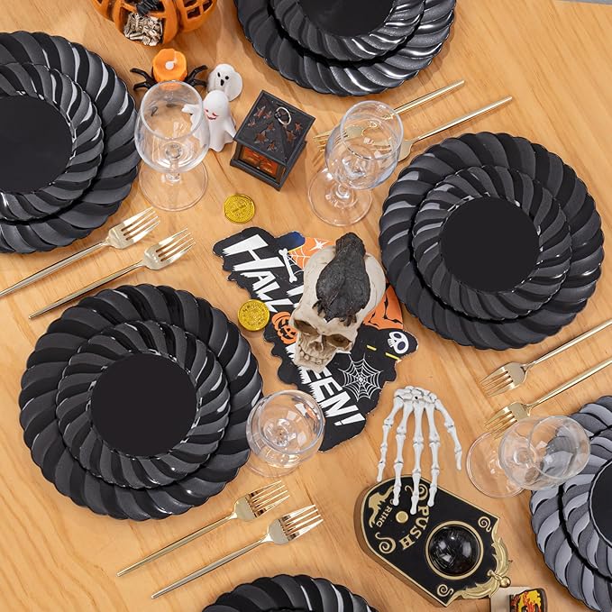 U-QE 60 Pcs Black Plastic Plates - Image 3