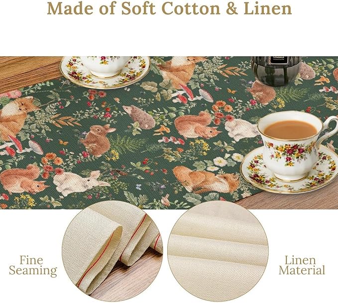 Rustic Woodland Table Runner, Farmhouse Forest Animals Country Lodge Wild - Image 5