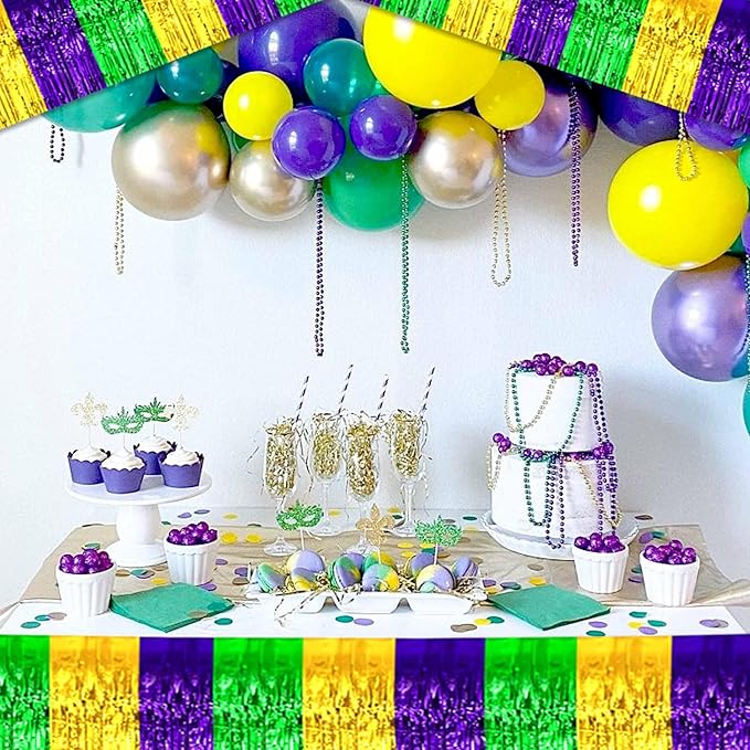 4 Pack 10 Ft Gold Green Purple Foil Fringe Garland Metallic Streamers Tinsel - Image 4