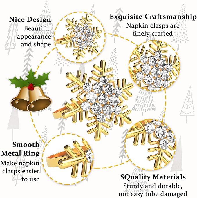Halatool Christmas Napkin Rings Set of 6, Party Table Decoration - Image 4