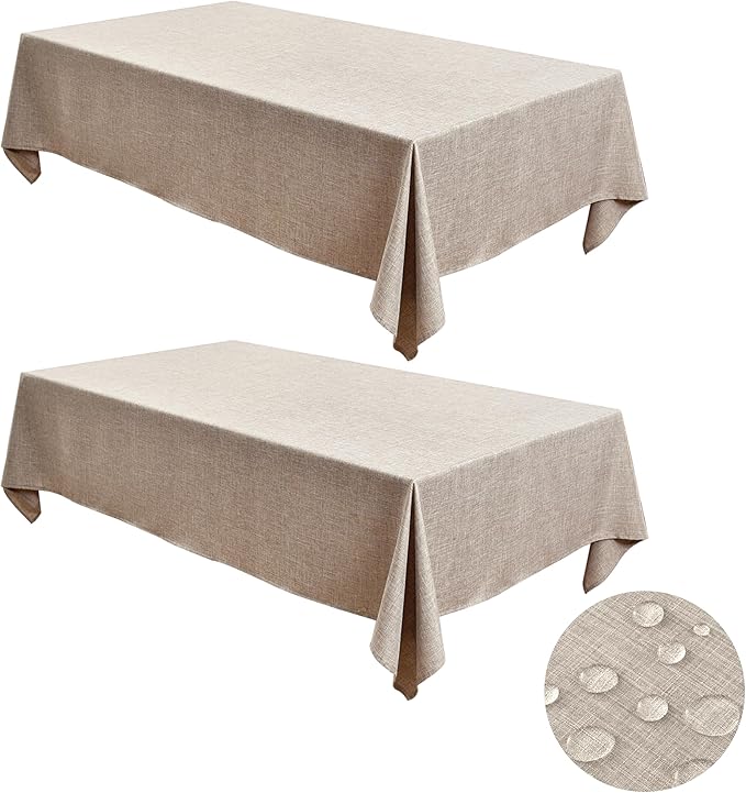 Fitable Square Table Cloth Linen Textured: Water & Stain Resistant Farmhouse by Fitable