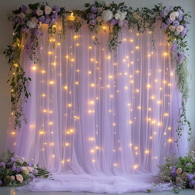 10x10ft Lavender Tulle Backdrop Curtain by Unknown
