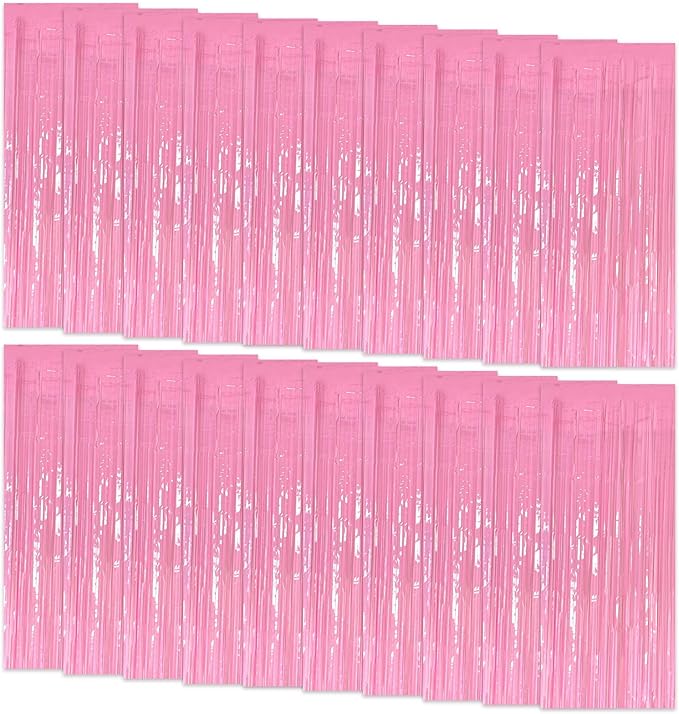 20 Pack Foil Curtain Pink Backdrop Streamers Metallic Tinsel Fringe Curtains by KEJ