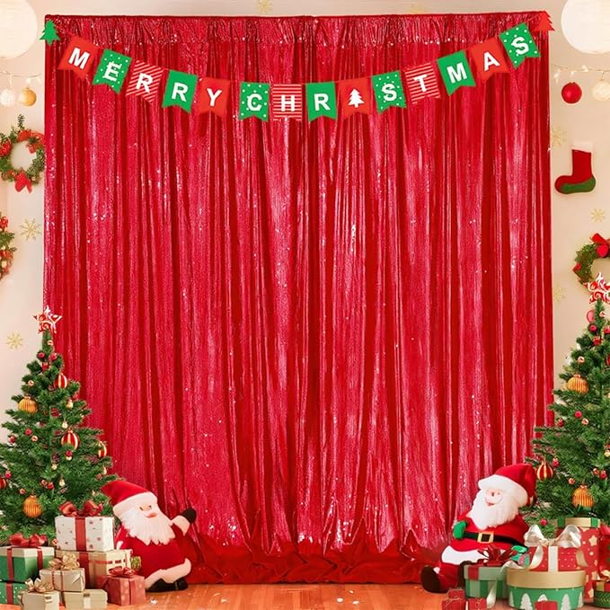 Red Backdrop Curtain for Wedding Parties: 4.8x8FT Chrstmas Curtains Backdrop by MoKoHouse
