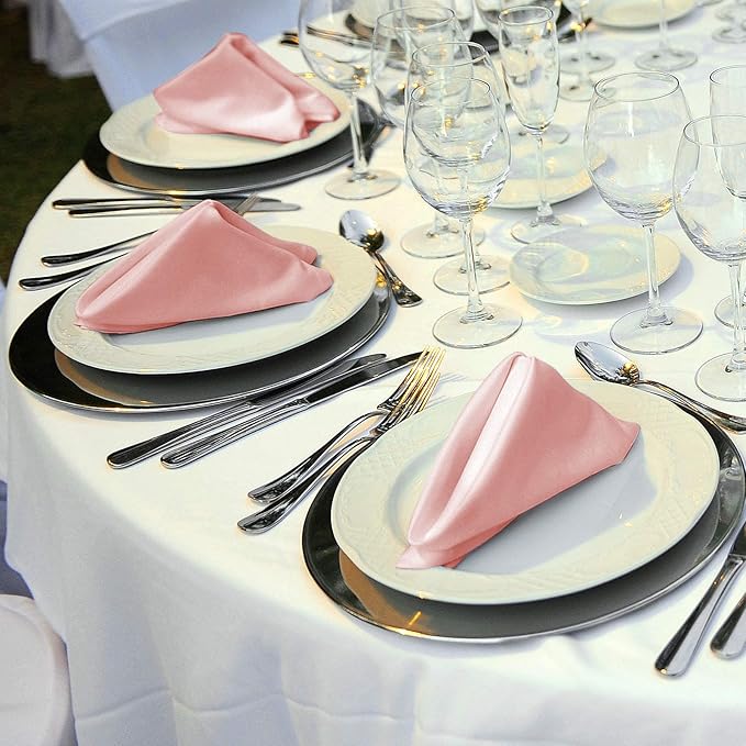 ANECO 12 Pieces Satin Napkins Soft Dinner Napkins Square Table Napkins 17 x 17 - Image 6