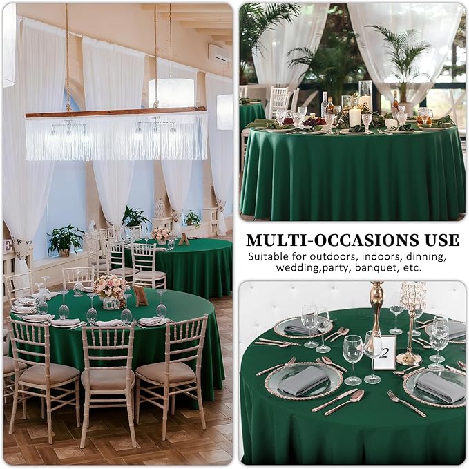 8 Pack Dark Green Round Tablecloth 90 Inch Stain and Wrinkle Resistant Round - Image 6