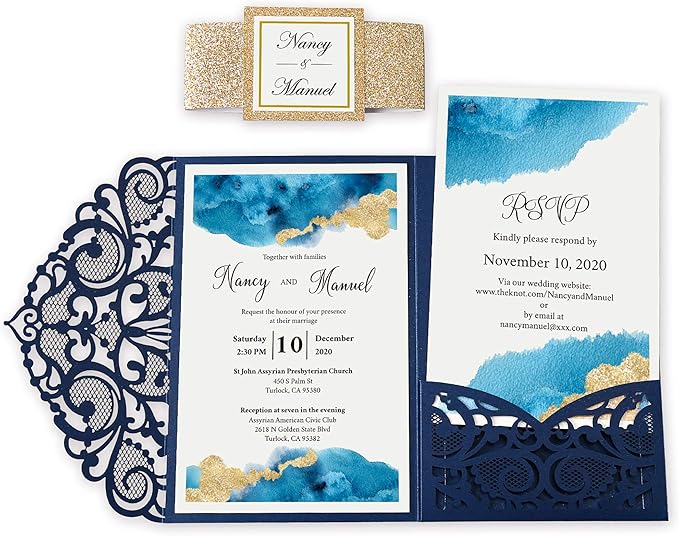 DORIS HOME 50PCS Laser Cut Wedding Invitations by DorisHome