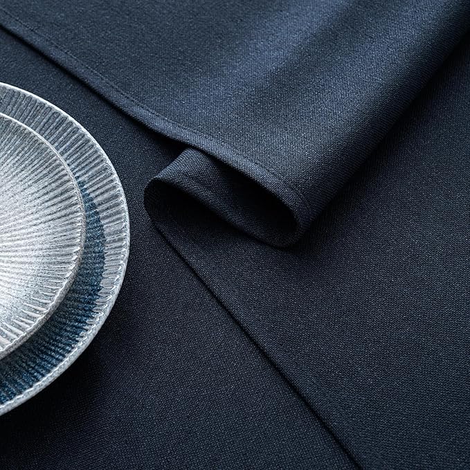 MIULEE Navy Blue Linen Tablecloth 60x84 Inch Rectangle Table Cloth Waterproof - Image 3