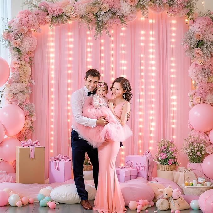 Sheer Backdrop Curtains with Lights String - Image 5