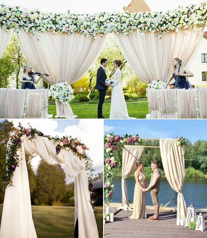 6 Panels Ivory Wedding Arch Drapery 28" x 20Ft Wedding Arch Draping Fabric - Image 2