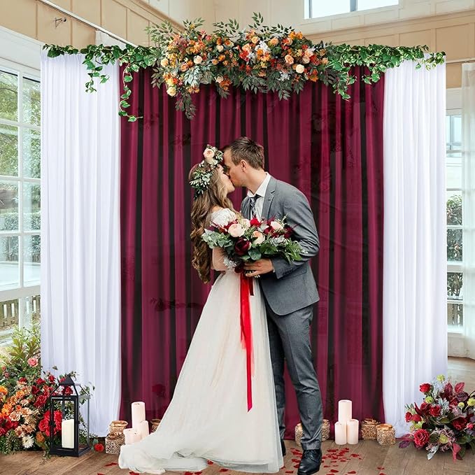 10 x 10 Feet Burgundy Backdrop Curtain - Image 6