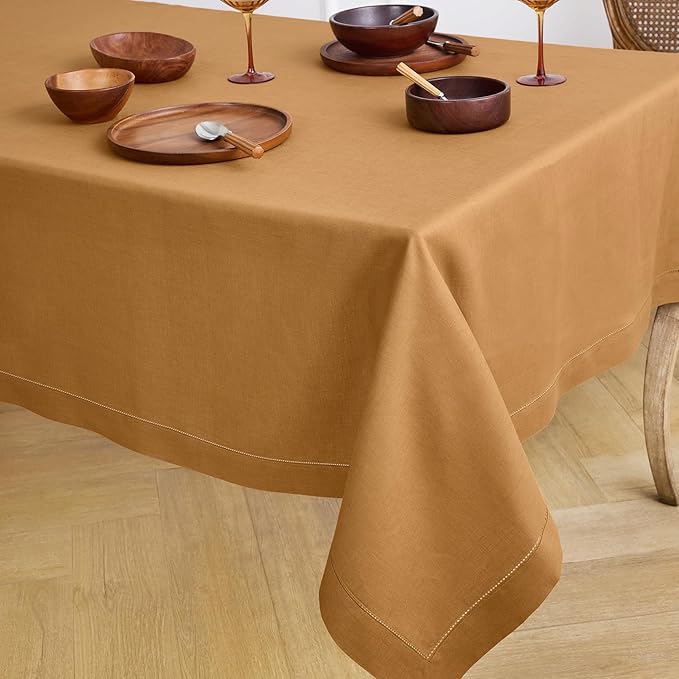Solino Home Brown Sugar Linen Tablecloth 60 x 90 Inch - Image 4