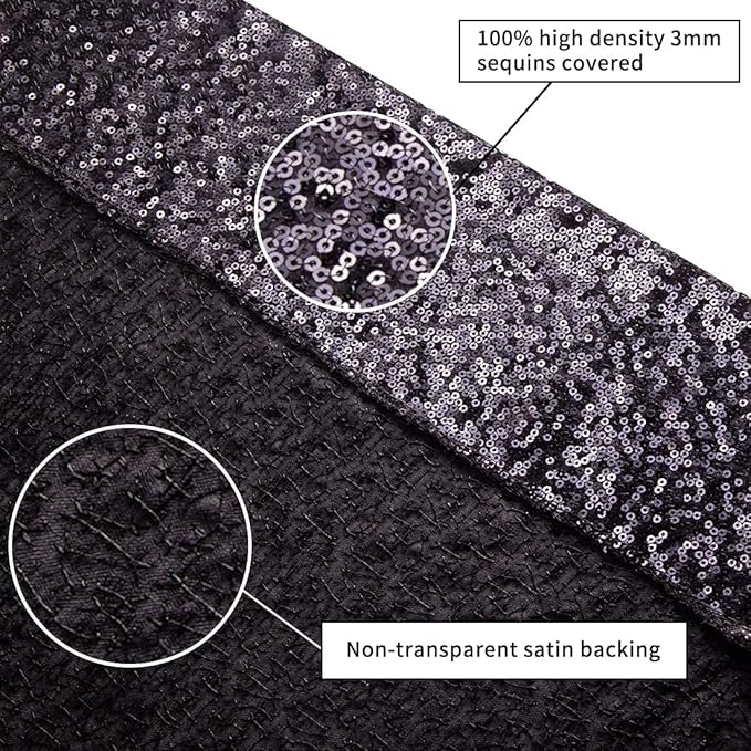 Poise3EHome 8Ft x 10Ft Black Sequin Backdrop, Glitter Thick Sequin Background - Image 4