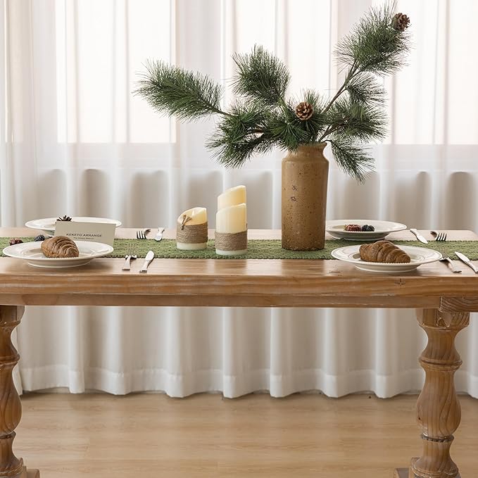 Boho Sage Green Table Runner for Home Decor 12x72 Inches Farmhouse Macrame - Image 7