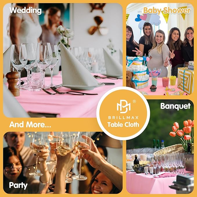 BRILLMAX 8 Pack Pink Tablecloths - Image 9