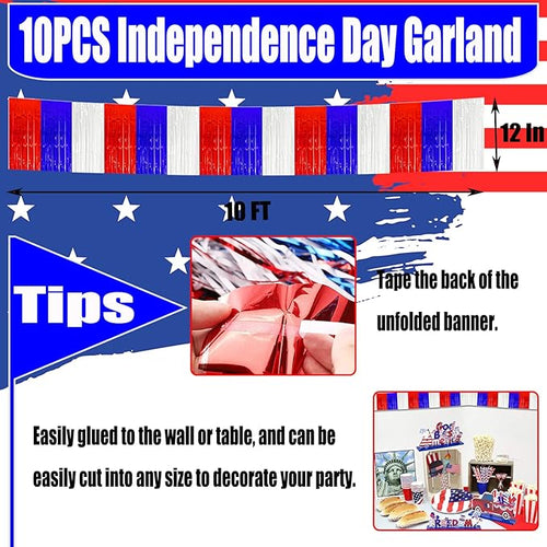 10 Pack 10 Feet Foil Fringe Garland Metallic Tinsel Streamers Banner Wall - Image 2