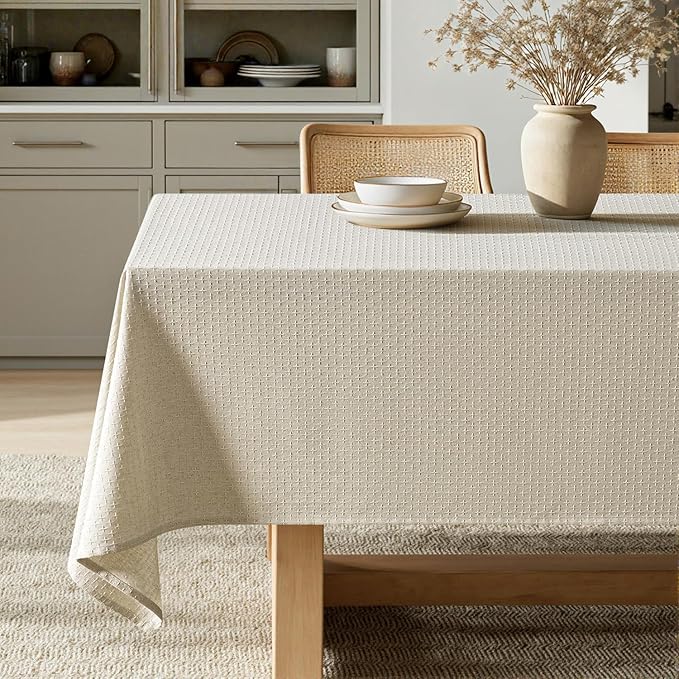 MIULEE Natural Linen Cottton Table Cloth Rectangle Tablecloth Waterproof by MIULEE