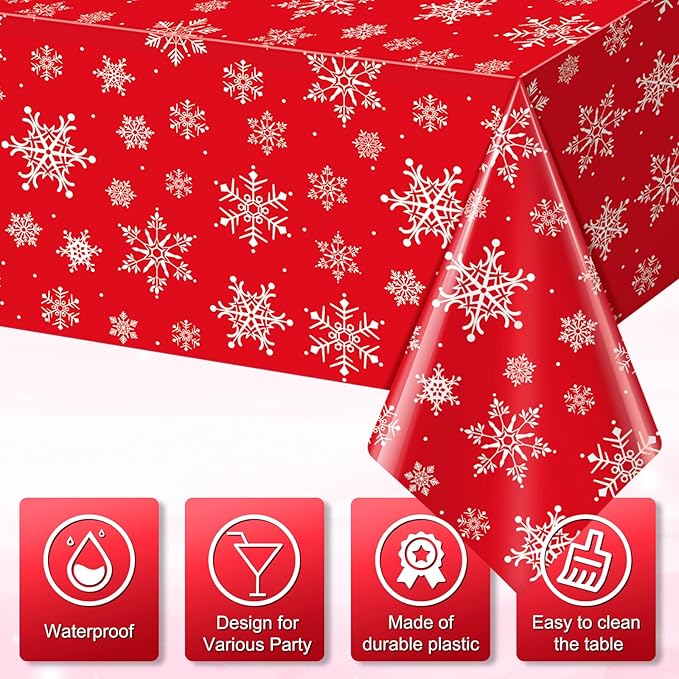 Jectivs 12 Pieces Christmas Snowflake Plastic Party Tablecloth Decorations - Image 3