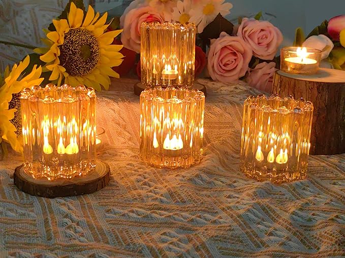 GOLDEAL 6Pcs Gold Glass Votive Candle Holders Tealight Holders Decorative by GOLDEAL
