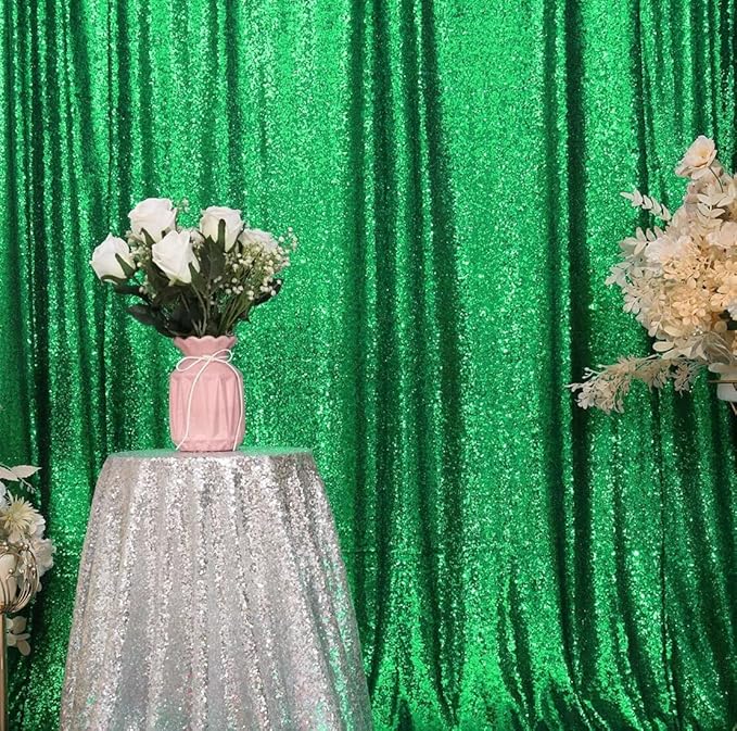 Eternal Beauty Green Sequin Backdrop, 20x10 Ft Glitter Background Curtains - Image 5