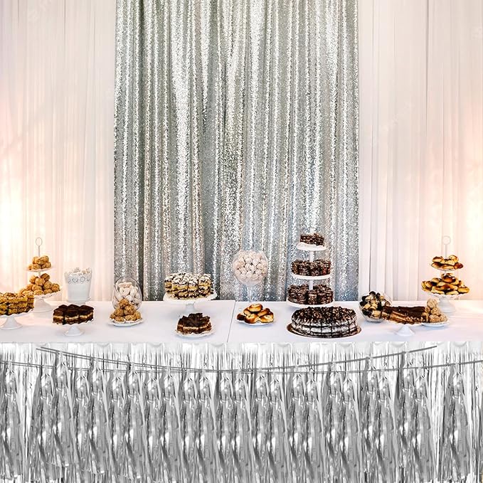 8P Silver Foil Fringe Metallic Tassel Streamers Banner Tassel Garland - Image 5