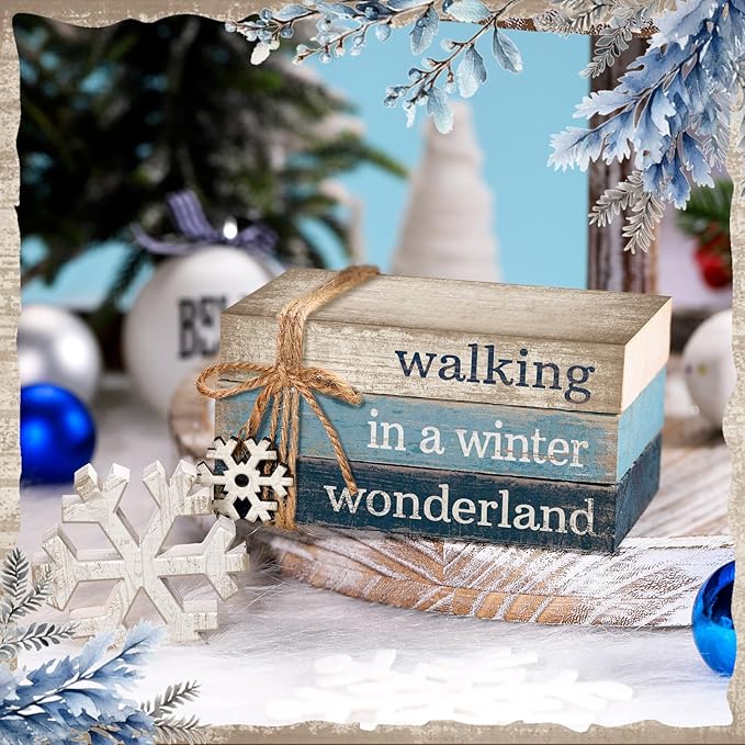 4 Pcs Christmas Table Decorations Winter Snowflake Tiered Tray Decorations - Image 3