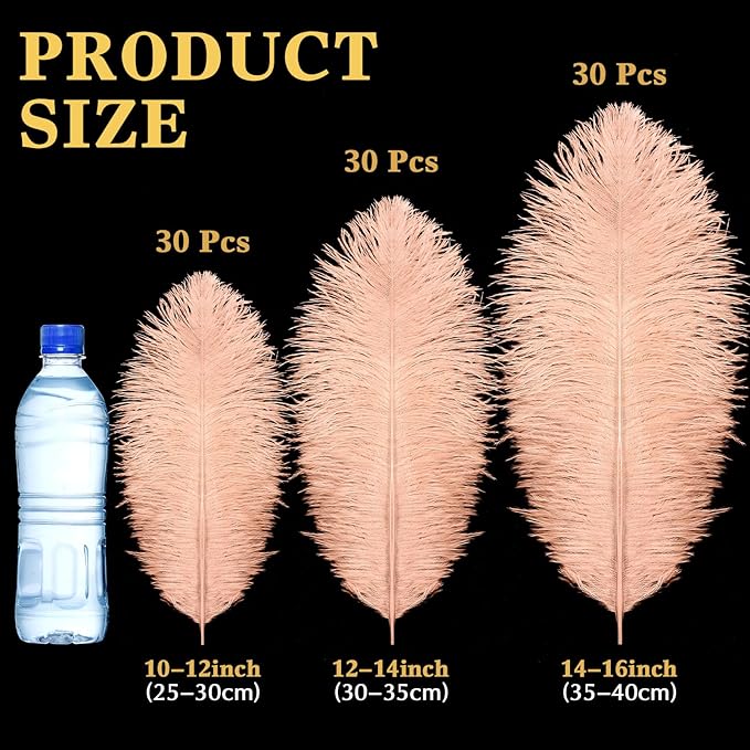 Maitys 90 Pcs Large Natural Ostrich Feathers Bulk 14-16 Inch 12-14 Inch 10-12 - Image 2