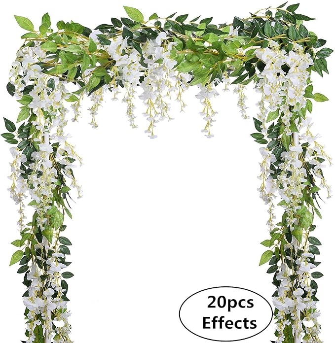 DearHouse 4Pcs 6.6Ft/Piece Artificial Flowers Silk Wisteria Garland Artificial - Image 2