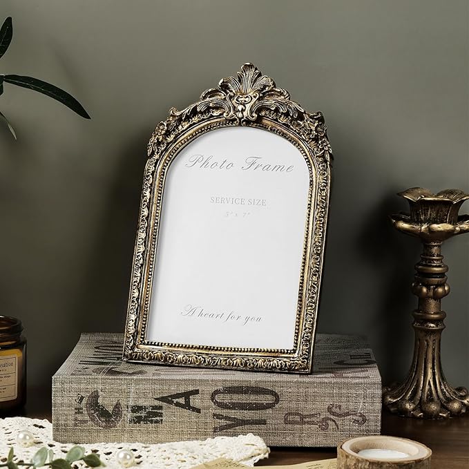 Cuspin Arched 5x7 Picture Frame Vintage Gold Frames, Bronze 5 by 7 Arched - Image 7