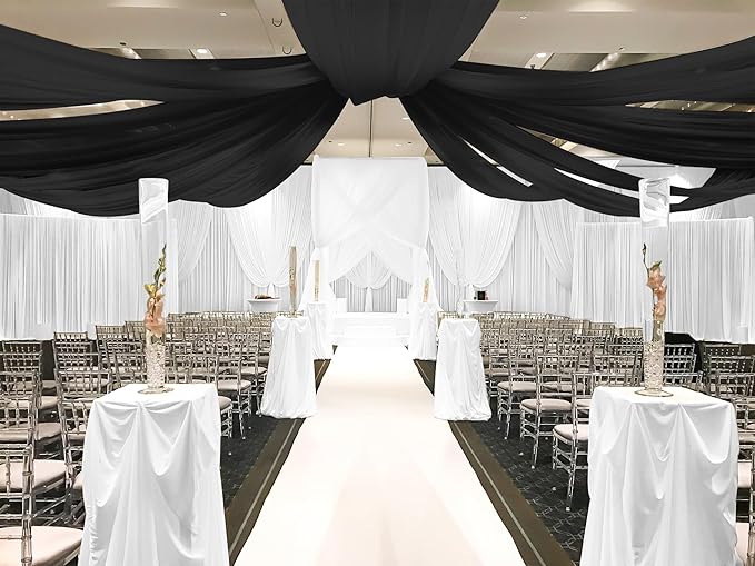 6 Panels Black Ceiling Drapes for Wedding, 5ftx15ft Ceiling Drapes Cheesecloth - Image 5