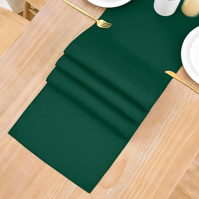 2 Pack Green Table Runner 12 x 60 Inch Solid Color Farmhouse Runners Coffee - Image 8