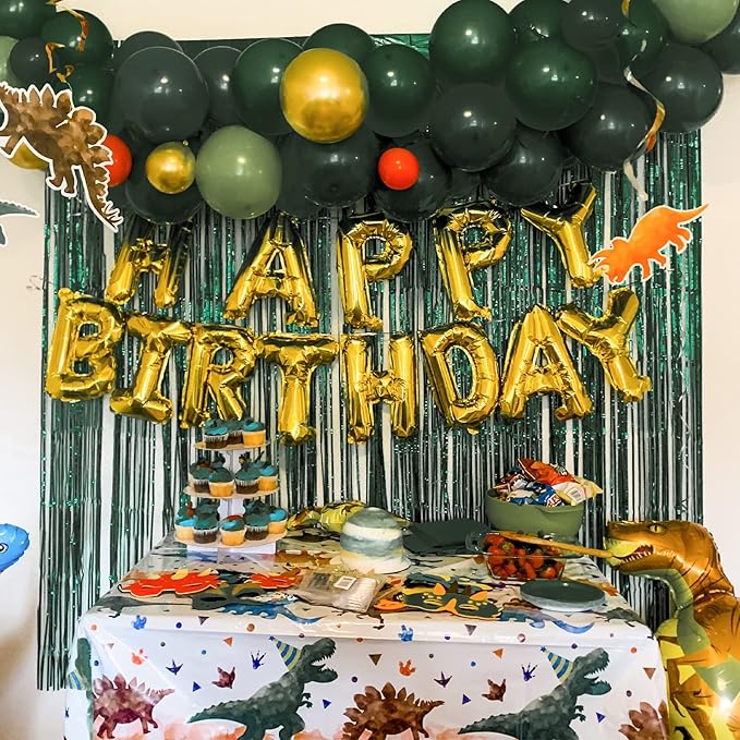PartyWoo Green Streamers Backdrop 2pcs Green Tinsel Foil Fringe Streamer - Image 4
