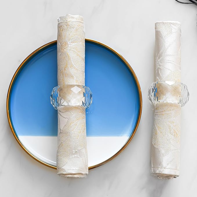 kitCom Crystal Napkin Ring Holders Set of 12, Luxury Crystal Napkin Holder Rings - Image 6
