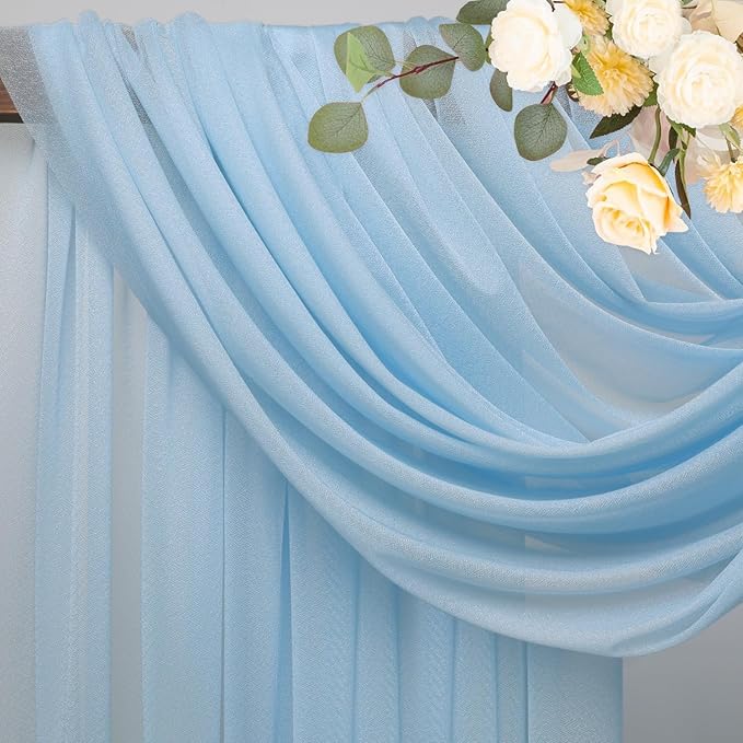 Wokceer Baby Blue Wedding Arch Draping Fabric Backdrop 3 Panels 28.7" X 20FT - Image 3