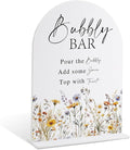 Wedding Signs for Ceremony and Reception, Boho Floral Acrylic Bubbly Bar Sign by Unknown