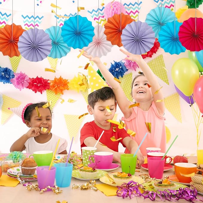 Purple Birthday Decorations, DIY Purple Paper Fans Hanging Decoration, Party - Image 7