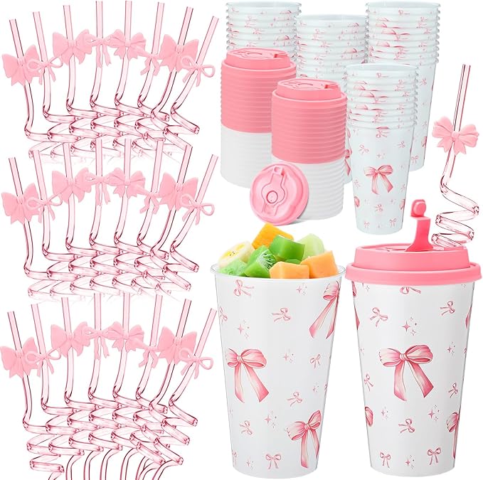 Yungyan 24 Sets Pink Bow Party Favors Goodie Cups by Yungyan