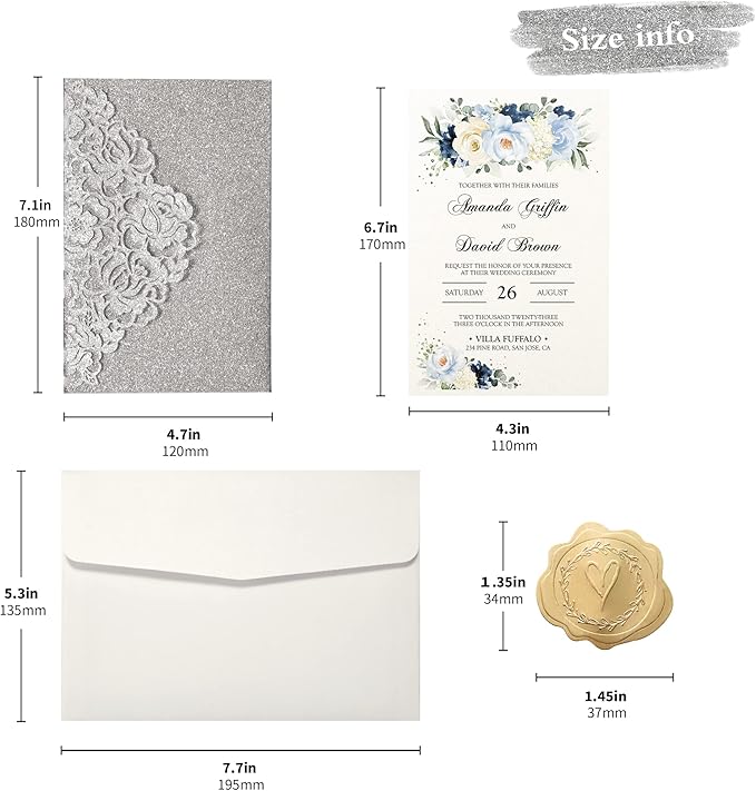DORIS HOME 50pcs Laser Cut Wedding Invitations - Image 3