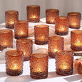 Amber Votive Candle Holder Set of 36, Flower Tea Lights Candles Holders by Lanttu