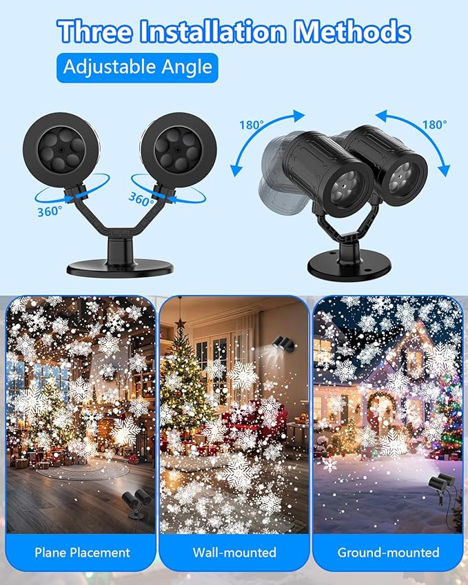 Christmas Projector Lights Outdoor, 2025 Upgraded Snowflake Double Head - Image 5