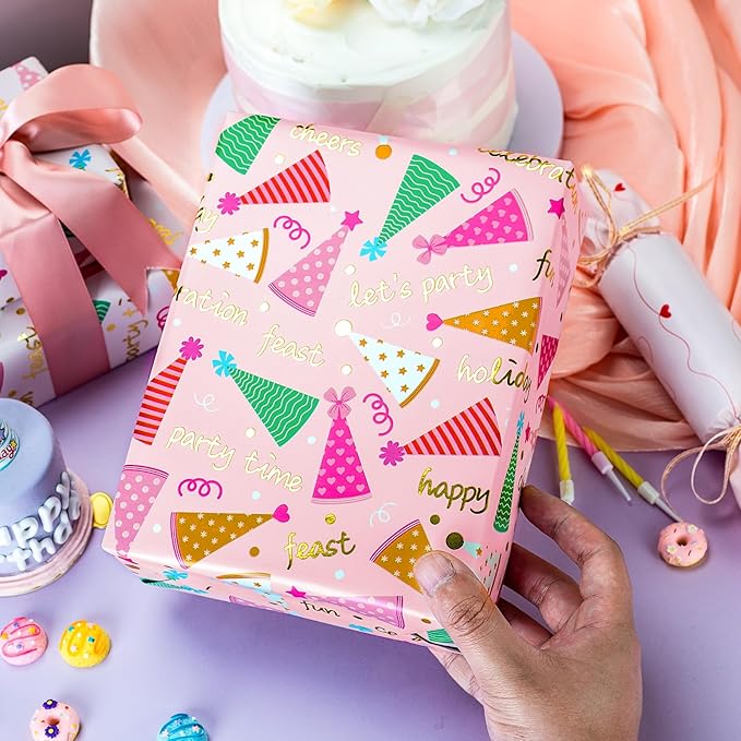 Yarcony Pink Birthday Wrapping Paper - Image 7