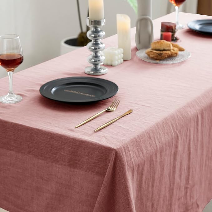 EVERLY 100% Pure Linen Rectangle Tablecloths 60x84Inches - Image 3